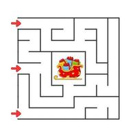 Square maze. Game for kids. Puzzle for children. cartoon character. Labyrinth conundrum. Color vector illustration. Find the right path. The development of logical and spatial thinking.