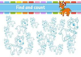 Find and count. Education developing worksheet. Activity page. Puzzle game for children. Logical thinking training. Isolated vector illustration. cartoon character.