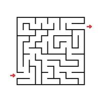 Square maze. Game for kids. Puzzle for children. Labyrinth conundrum. Vector illustration. Find the right path.