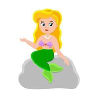 Cute character. Little mermaid. Colorful vector illustration. Cartoon style. Isolated on white background. Design element.