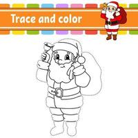 juego de punto a punto. Dibuja una línea. para niños. hoja de trabajo de actividad. libro de colorear. con respuesta. personaje animado. ilustración vectorial. tema de navidad. vector