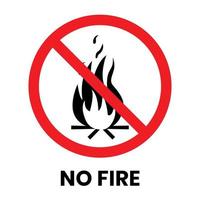 No Fire Sign Sticker with text inscription on isolated background vector