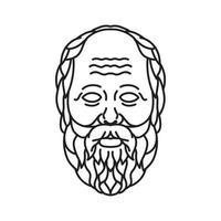 Jefe del filósofo griego Sócrates de Atenas ilustración de línea mono vector