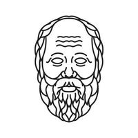 Head of Greek Philosopher Socrates from Athens Mono Line Illustration vector