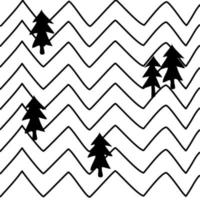 freehand Christmas winter mountain drawing seamless pattern vector