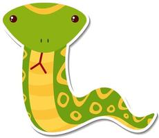 Green snake animal cartoon sticker on white background vector