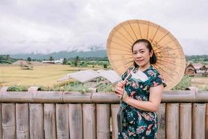 woman at famous place in Nan province photo
