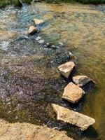 rocks in the path of small river photo