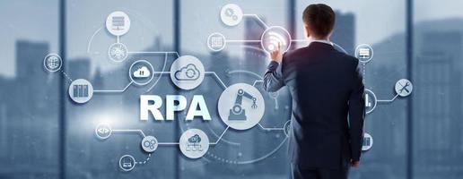 RPA. Robotic process automation concept on virtual screen photo