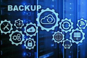 Backup System Recovery Technology Concept on modern server room background photo