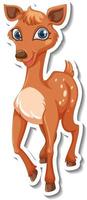 Deer standing cartoon character sticker vector