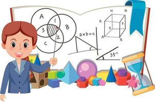 Math teacher with math tools vector