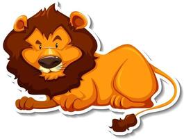 Lion lying cartoon character on white background vector