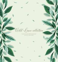 Vertical frame of green foliage template vector