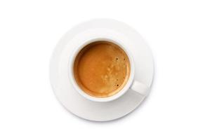 Vista superior de una taza blanca de café espresso foto