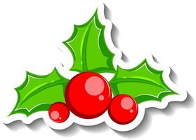 Christmas Holly ornament cartoon sticker vector