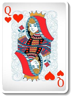 Queen of Hearts Playing Card Isolated