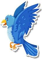 Cute blue bird animal cartoon sticker vector