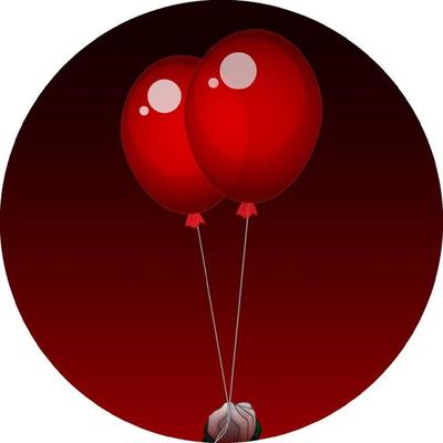 Two red balloons on red gradient background