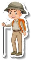 Boy wear safari outfit cartoon character sticker vector
