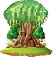 casa de árbol de fantasía dentro del tronco de árbol vector