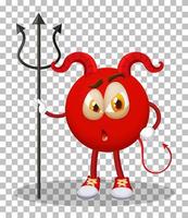 A Red Devil cartoon character with facial expression on grid background vector