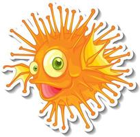 Lionfish sea animal cartoon sticker vector