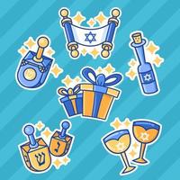 conjunto de pegatinas de elementos de hanukkah vector