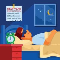 dormir lo suficiente como resolución de año nuevo vector
