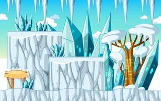 una plantilla de juego escena de cueva de hielo vector