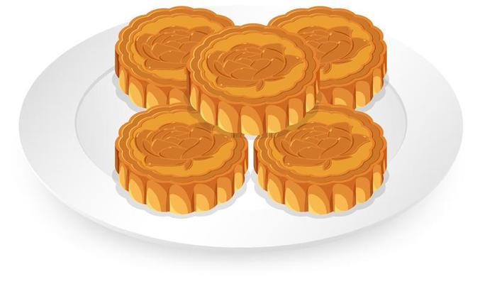 Pile of mooncakes on white plate