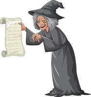 Wicked old witch character on white background vector