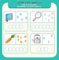 Spelling word game template vector