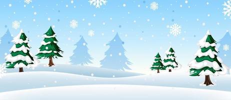 Snow falling background with pine tree vector