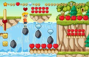 Collecting Apples Platformer Game Template vector