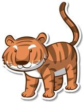Cartoon character of cute tiger in standing pose sticker vector