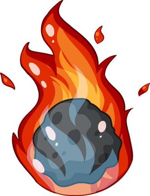 Flame meteorite in cartoon style