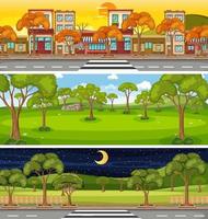 Set of different nature horizontal scenes vector