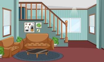 Diseño de interiores de sala de estar con muebles. vector