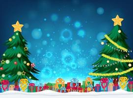 Christmas background with tree and gift boxes vector