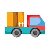 delivery truck transport cardboard box isolated icon vector