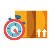 delivery cardboard box and stopwatch fast service isolated icon vector