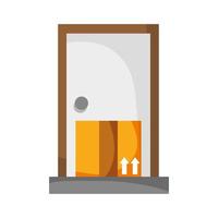 cardboard box in door house online shopping covid 19 vector