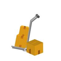 handcart with stack of cardboard boxes delivery isolated icon vector