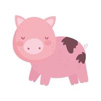 pig with mud farm animal isolated icon on white background