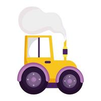 tractor chimney smoke agriculture farm isolated icon on white background vector