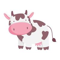 vaca, caricatura, granja, animal, aislado, icono, blanco, plano de fondo vector