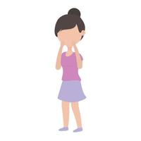 worried woman character cartoon isolated icon vector