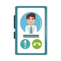 icono de estilo plano de atención de llamada de consulta de teléfono inteligente médico en línea vector