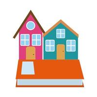 houses book learn read home education flat style icon vector